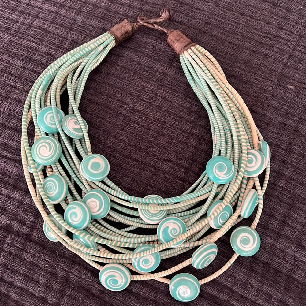 Statement necklace! Handmade in Mali 🇲🇱, from recycled wires. One of a kind!
